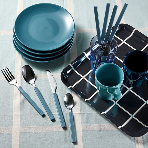 TÅNGMÄRLA 16-piece cutlery set, dark grey-blue