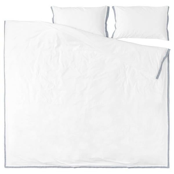 TÅTELSMYGARE Duvet cover and 2 pillowcases, white/blue, 240x220/50x80 cm