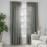 TIBAST Room darkening curtains, 1 pair, dark green/with heading tape, 145x300 cm