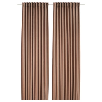 TIBAST Room darkening curtains, 1 pair, dark red/with heading tape, 145x300 cm
