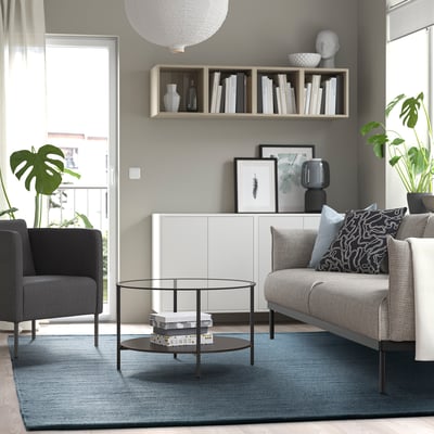 TIDTABELL Rug, flatwoven, grey-blue, 200x300 cm