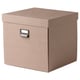 TJOG Storage box with lid, dark beige, 32x31x30 cm