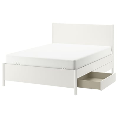 TONSTAD Bed frame with storage, off-white/Luröy, 160x200 cm