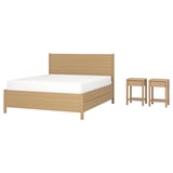 TONSTAD Bedroom furniture, set of 3, incl bed storage/oak veneer, 180x200 cm