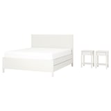 TONSTAD Bedroom furniture, set of 3, incl bed storage/off-white, 180x200 cm
