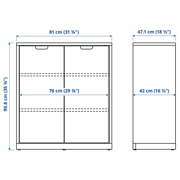 TONSTAD Cabinet with doors, off-white, 81x47x91 cm