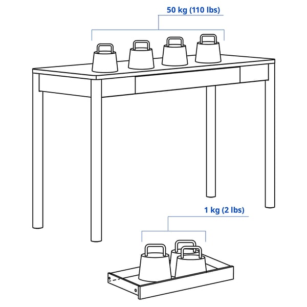 TONSTAD Desk, brown stained oak veneer, 120x47 cm