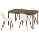 TONSTAD / GRÖNSTA Table and 4 chairs, brown oak veneer/white, 140/196x85 cm