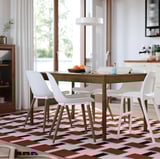 TONSTAD / GRÖNSTA Table and 4 chairs, brown oak veneer/white, 140/196x85 cm