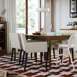 TONSTAD / MÅRENÄS Table and 4 chairs, brown oak veneer/Gunnared beige black, 140/196x85 cm
