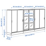 TONSTAD Storage combination w sliding doors, brown stained oak veneer/clear glass, 245x37x120 cm