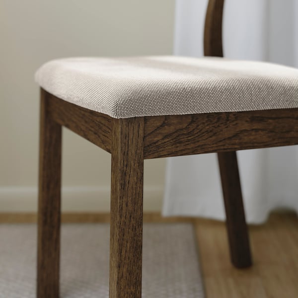 TONSTAD / TONSTAD Table and 2 chairs, brown oak veneer/brown oak effect Fridtuna light beige, 80/120x70 cm