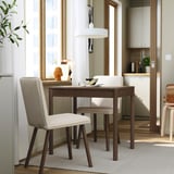 TONSTAD / TONSTAD Table and 2 chairs, brown oak veneer/Fridtuna light beige brown oak effect, 80/120x70 cm