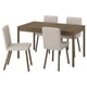 TONSTAD / TONSTAD Table and 4 chairs, brown oak veneer/Fridtuna light beige brown oak effect, 140/196x85 cm