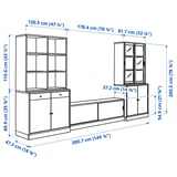 TONSTAD TV storage combination, brown stained oak veneer/clear glass, 381x47x201 cm