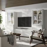 TONSTAD TV storage combination, off-white/clear glass, 339x47x201 cm
