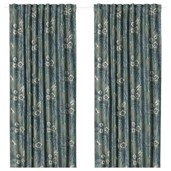 Torgerd Room Darkening Curtains 1 Pair Blue Green Ikea