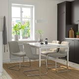 TORSBY / LUSTEBO Table and 4 chairs, high-gloss/white chrome-plated/Viarp beige/brown, 135 cm