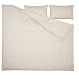 TRINDSTARR Duvet cover and 2 pillowcases, beige/white, 240x220/50x80 cm