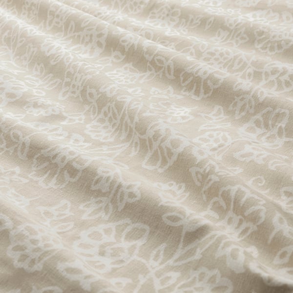 TRINDSTARR Duvet cover and pillowcase, beige/white, 150x200/50x80 cm