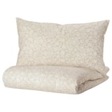 TRINDSTARR Duvet cover and pillowcase, beige/white, 150x200/50x80 cm