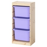 TROFAST Storage combination with boxes, light white stained pine/lilac, 44x30x91 cm