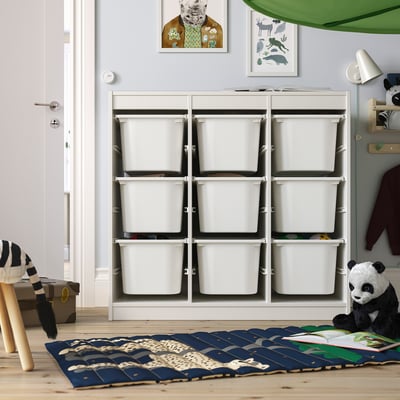 TROFAST Storage combination with boxes, room divider/white white, 99x44x94 cm