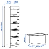 TROFAST Storage combination with boxes, white/grey, 46x30x145 cm