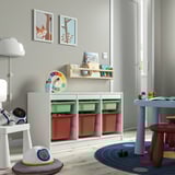 TROFAST Storage combination with boxes, white light green/red, 99x44x56 cm
