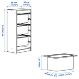 TROFAST Storage combination with boxes, white/red, 46x30x94 cm