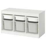 TROFAST Storage combination with boxes, white white/grey, 99x44x56 cm