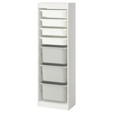TROFAST Storage combination with boxes, white white/grey, 46x30x145 cm