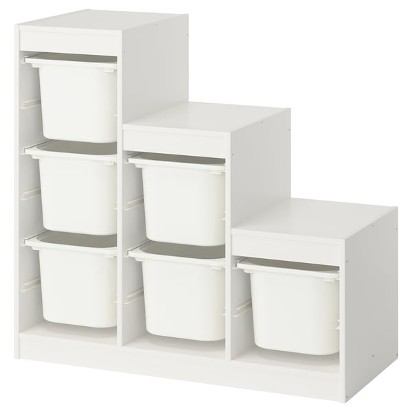 TROFAST Storage combination with boxes, white/white, 99x44x94 cm