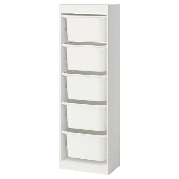 TROFAST Storage combination with boxes, white/white, 46x30x145 cm