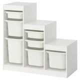 TROFAST Storage combination with boxes, white/white, 99x44x94 cm