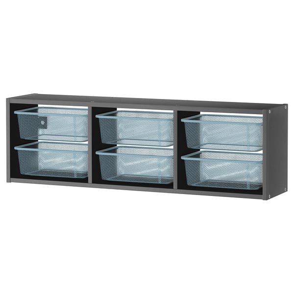 TROFAST Wall storage, grey/grey-blue, 99x21x30 cm