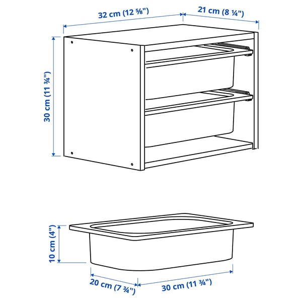 TROFAST Wall storage, light white stained pine/grey-blue, 32x21x30 cm