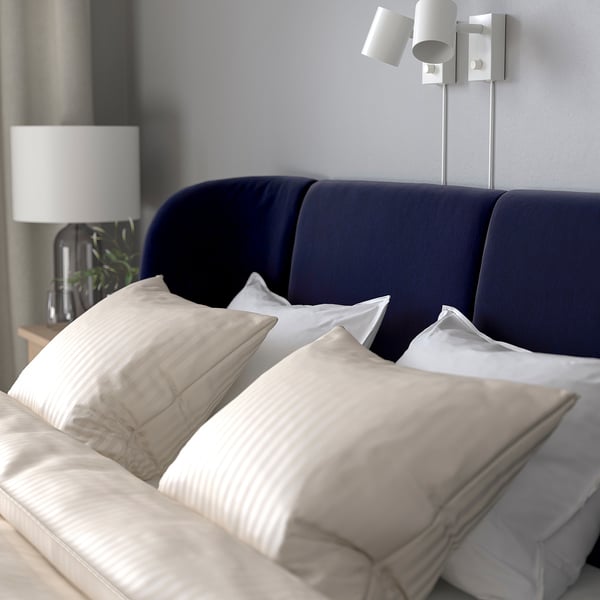 TUFJORD Upholstered bed frame, Tallmyra black-blue, 160x200 cm