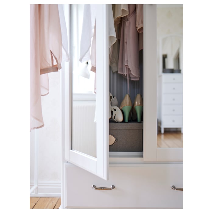 TYSSEDAL wardrobe, white/mirror glass, 88x58x208 cm IKEA