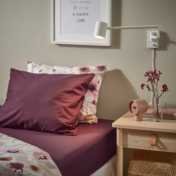 ULLVIDE Flat sheet, deep red, 240x260 cm