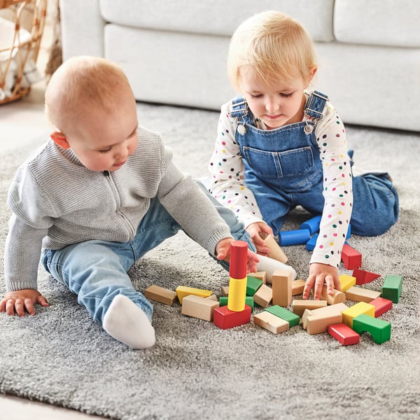 UNDERHÅLLA 40-piece wooden building block set, multicolour