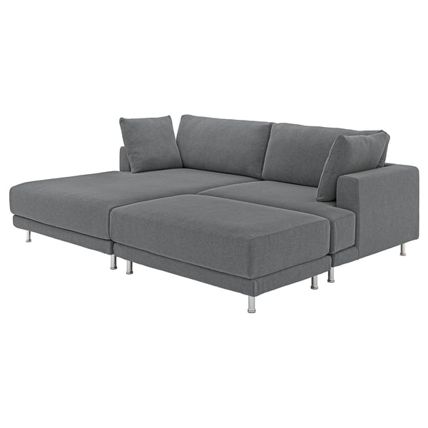 UPPÅKRA 3-seat modular sofa, with chaise longue, left with footstool/Johanneshov dark grey