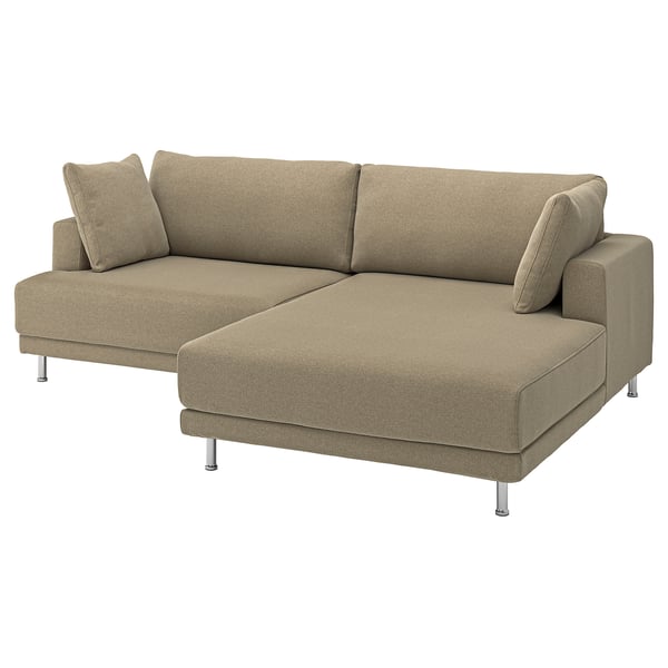 UPPÅKRA 3-seat modular sofa, with chaise longue, right/Johanneshov brown-beige