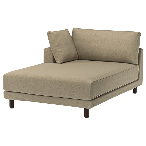 UPPÅKRA Chaise longue module, with armrest left/Johanneshov brown-beige