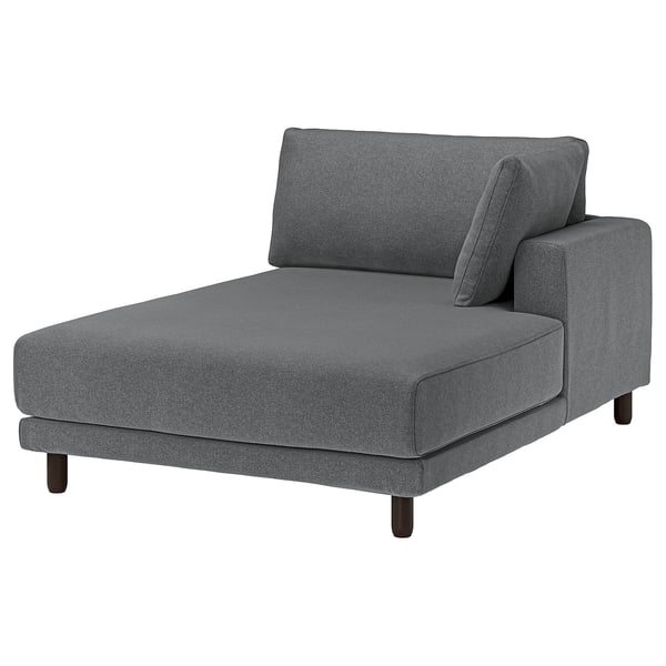 UPPÅKRA Chaise longue module, with armrest right/Johanneshov dark grey