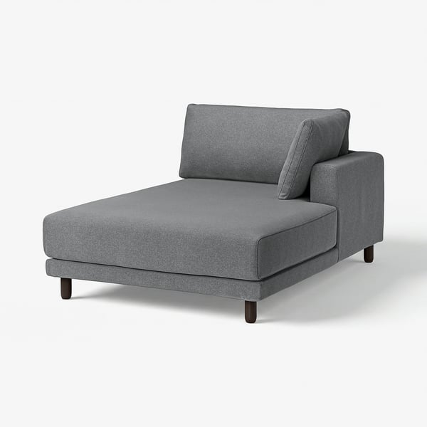 Modern grey UPPÅKRA chaise, sleek & inviting, perfect for family relaxation.