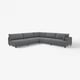 The UPPÅKRA sectional sofa is grey, modern, and designed for comfort with a sink-in feeling and oversized cushions.