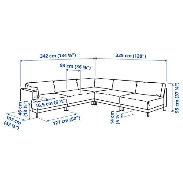UPPÅKRA Modular corner sofa, 6 seat, with open end, right/Axvall dark grey-blue