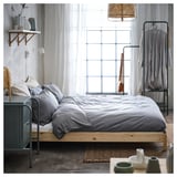 UTÅKER Stackable bed with 2 mattresses, pine/Ågotnes firm, 80x200 cm