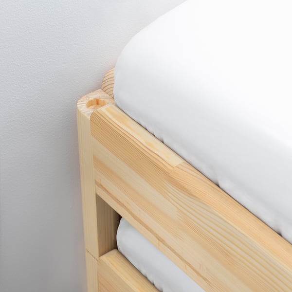UTÅKER Stackable bed with 2 mattresses, pine/Ågotnes firm, 80x200 cm
